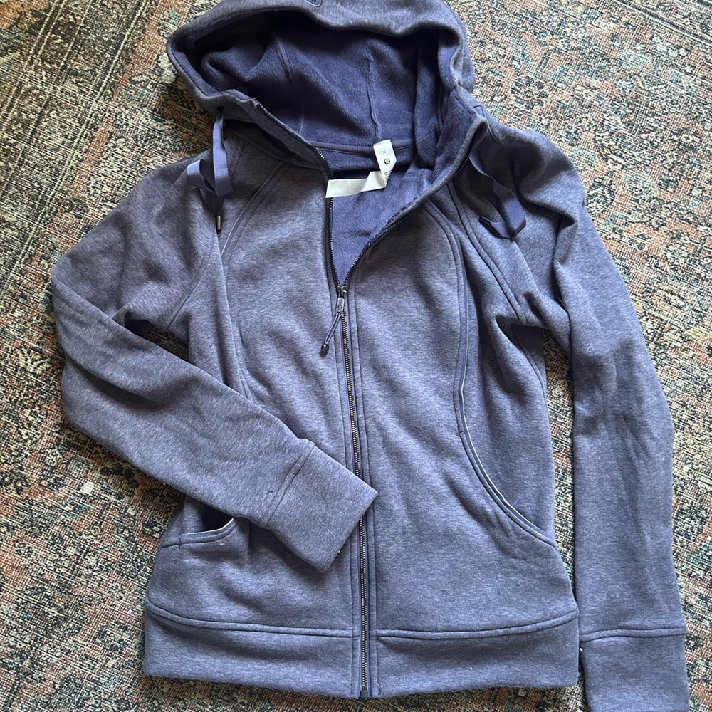 Lululemon Athletica Heathered Purple Fleece Lined Zip-Up Scuba Hoodie